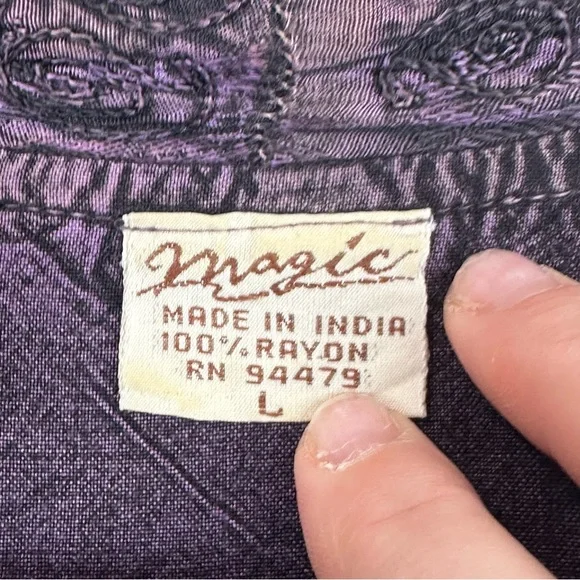 Vintage 1990’s Magic Embroidered Purple Maxi Tank Dress And Shrug Set L Boho - Picture 8 of 12